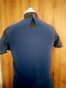 Navy Blue Flutter Sleeve Top