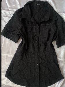 2000s Black stripped babydoll shirt