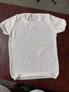 Sparkly White Knit Top