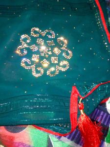Stunning Embellished Teal Saree