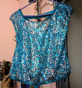 Sparkling Teal y2k chatpate Sequin Top ✨🌌