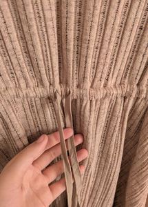 thrifted korean beige ribbed dress