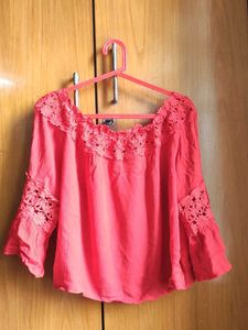 Red Off-Shoulder crop Top