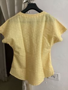 Chic Yellow Eyelet Blouse