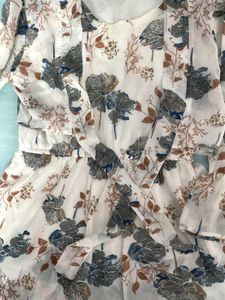 Sheer Floral Bell Sleeve Blouse