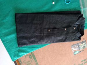 Ben Martin Black Mandarin Collar Shirt