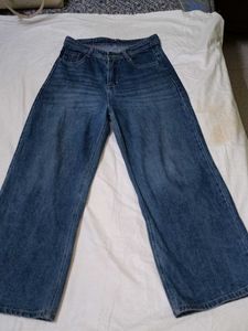 Stylish Wide Leg Blue Jeans