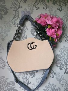 BRAND NEW Chic Beige Mini Handbag with Statement C