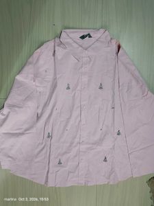 Cute Pink Embroidered Button-Up Shirt