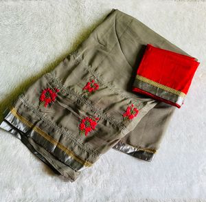 Embroidery chiffon saree