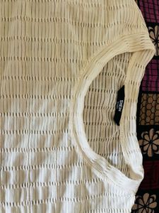 Textured Cream Cropped Top