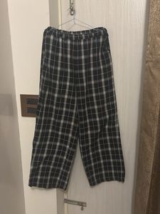 Checked Wide-Leg Pants