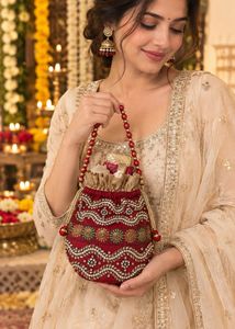 Brand new Maroon & Embellished Potli Bag