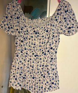 Floral Puff Sleeve Button-Up Top
