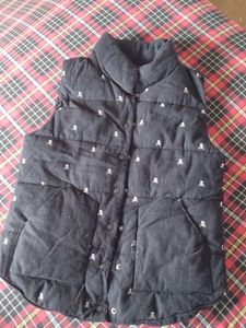 Black Padded Gilet with Skull Print