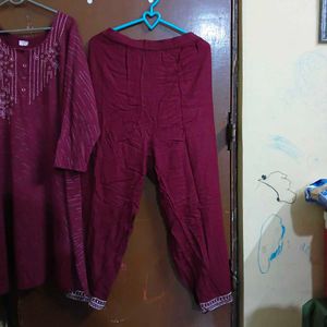 Maroon Kurta Set with Trousers