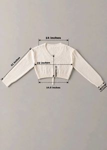 CREAM RIBBED V-NECK TIE-BACK CROPPED SWEATER