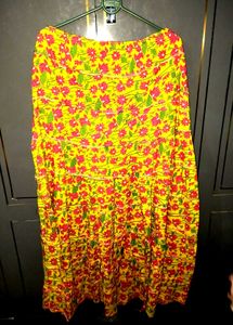 Yellow Floral Tiered Maxi Skirt