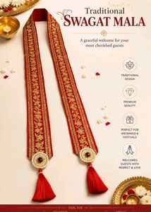 Traditional Swagat Mala - Red & Gold