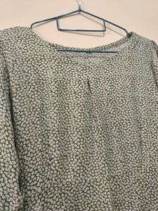 Pure Cotton tailored dress. Olive Green with print