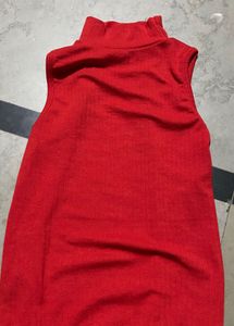 Sleeveless Red Turtleneck Bodysuit