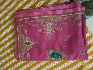 Embroidered Silk Blend Saree