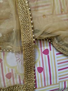 Gold Embellished Skirt With Dupatta