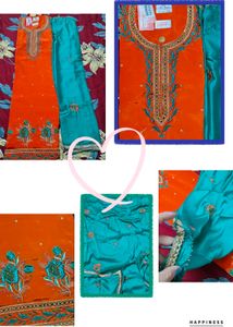 Orange & Teal Embroidered Suit + Free Delivery 🚚