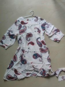 White Kurta with Paisley Print