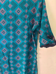 Teal Geometric Print Kurta