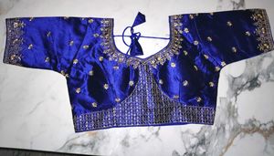Royal Blue Heavy Gold work Blouse
