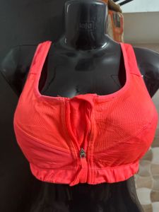 Sports Bra - White &amp; Coral Pink