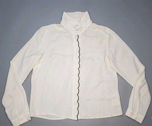 Elegant White Scalloped Shirt
