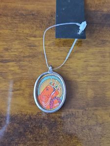 Ganesh Pendant Pure Silver with floral etching