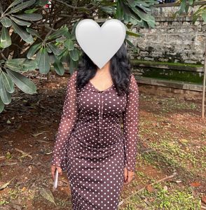 Chic Polka Dot Mesh Midi Dress