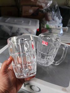 Clear Glass Beer Mugs Set of 2 unused