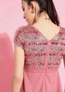 Chic Pink Jumpsuit with Textured Top
