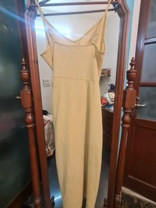 Front draped Yellow Party dress
