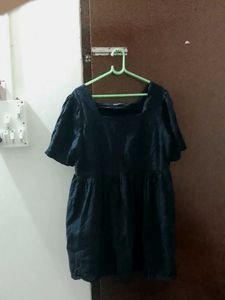 Chic Dark Blue Square Neck Dress
