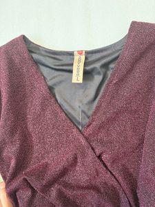 Sparkly V-Neck Ruched Dress