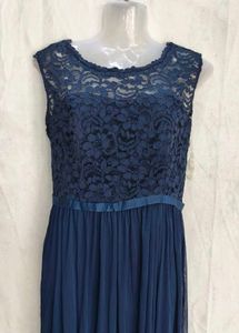 Elegant Navy Blue Lace Maxi Dress
