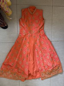 Beautiful Orange Embellished Ethnic Gown