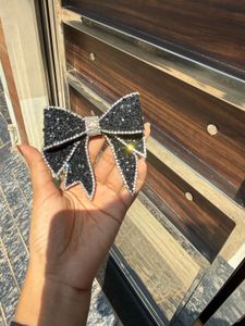 Sparkling Black Bow Hair Clip