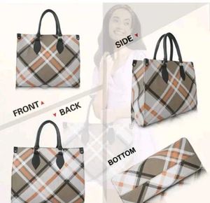Stylish Plaid Tote Handbag