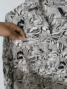 Graphic Print Button-Up Shirt