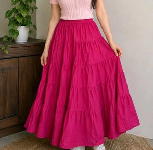 Vibrant Pink Tiered Maxi Skirt