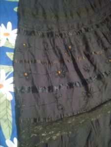 Black Tiered Skirt with Embellishments