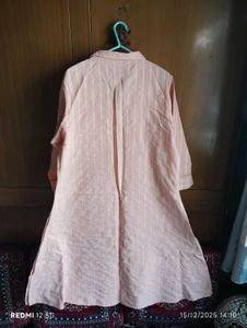 Classic Collar Design Peach Pink Kurti