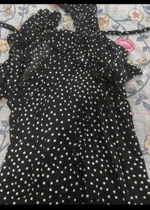 Stylish black and white polkadot top