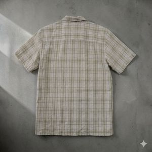 Men's Plaid Zip-Up Short Sleeve Shirt